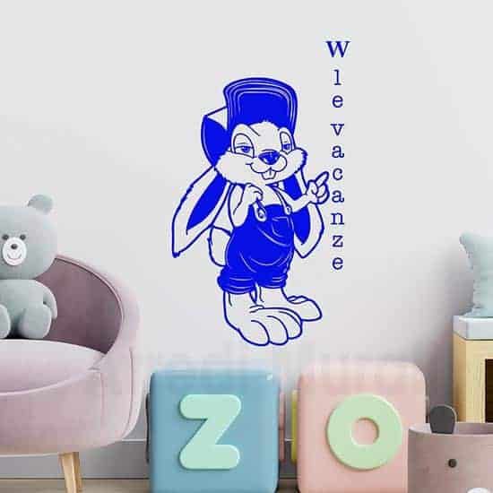 disegno coniglietto in adesivi murali colore blu