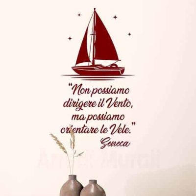 Adesivi murali frase sul vento di Seneca, decorazioni da parete