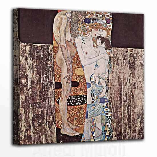 Le tre età della donna di Gustav Klimt riprodotto su tela
