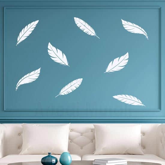 piume adesive 8 pezzi bianche