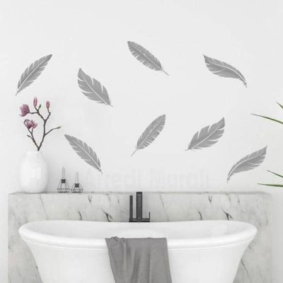 stickers di 8 piume adesive decorative argento