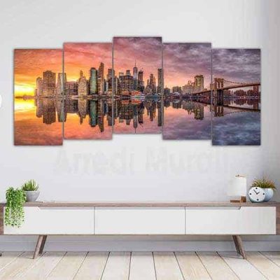 Quadri con paesaggio newyorkese 5 tele canvas
