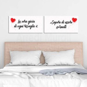 Quadri su tela per camera da letto, 2 tele moderne con frase