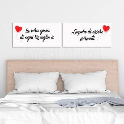 Quadri su tela per camera da letto, 2 tele moderne con frase