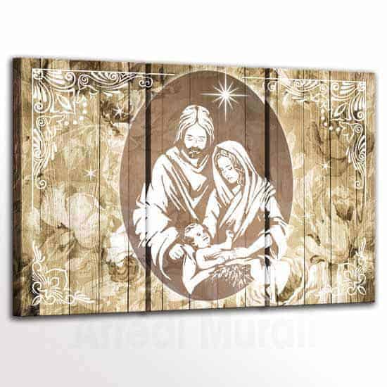 tele con immagine della Sacra Famiglia