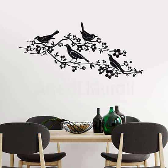 Adesivi murali fiori e uccelli