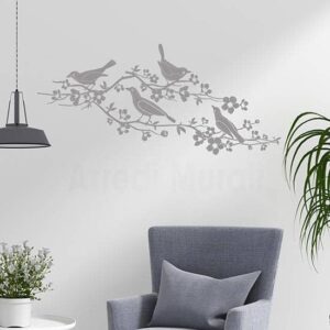 Adesivi murali fiori e uccelli, decorazioni da parete