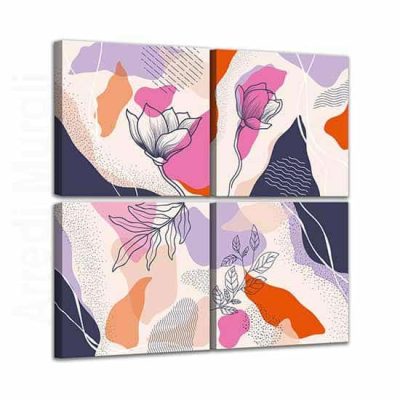 4 tele colorate a tema floreale