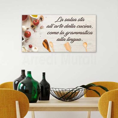 Quadro con frase per la cucina, stampa su tela