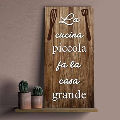 Quadro su tela con frase per la cucina, in stile country chic