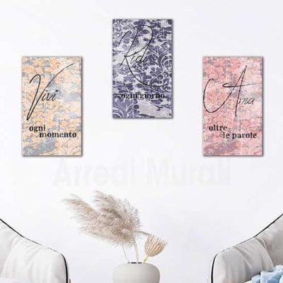 tele stile vintage con frase sulla vita 3 quadri