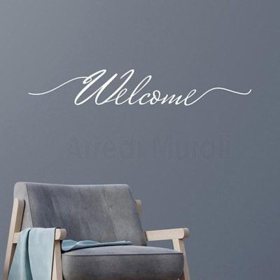 Adesivo da parete Welcome scritta adesiva bianca