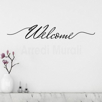 Adesivo da parete Welcome scritta adesiva nera