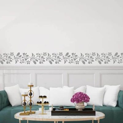 Greca adesiva da parete con fiori, decorazioni murali