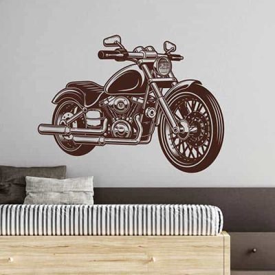 Adesivi murali moto classica, decorazione adesiva