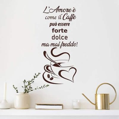 Stickers murali con frase sul caffè