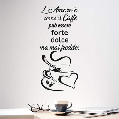 Stickers murali con frase sul caffè, decorazioni da parete