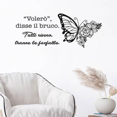 Frase motivazionale farfalla adesiva