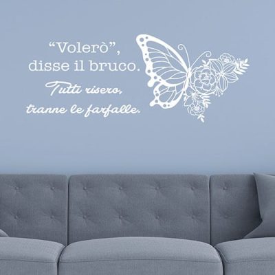 Frase motivazionale farfalla adesiva adesivi murali