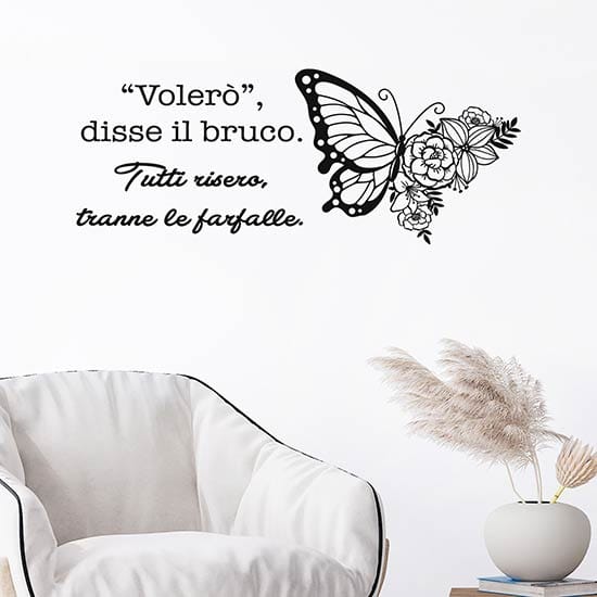 Frase motivazionale farfalla adesiva