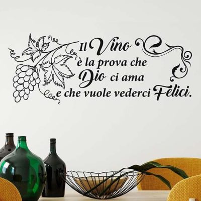 Frase adesiva sul vino per muro stickers murali