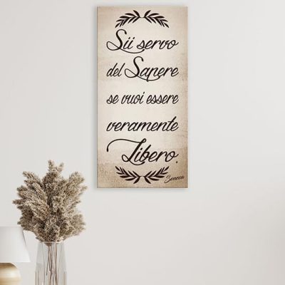 Quadro con frase di Seneca su tela, stampa con scritta