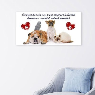 Quadro con frase sugli animali domestici stampa su tela