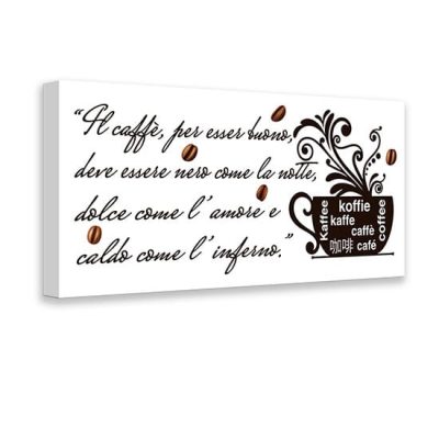 Quadro con scritta sul caffè