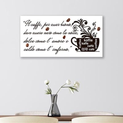 Quadro con scritta sul caffè stampa su tela
