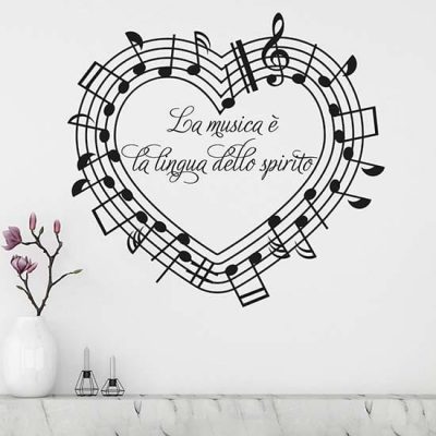 Stickers murali con frase sulla musica