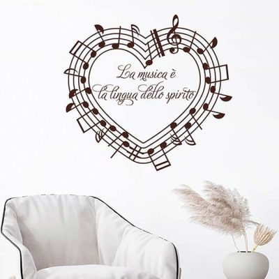 Stickers murali con frase sulla musica decorazione adesiva