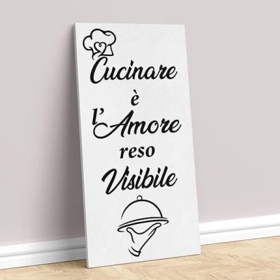 Quadro con frase su tela per la cucina
