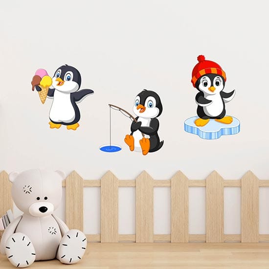 Adesivi murali pinguini per bambini