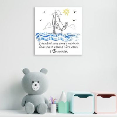 Quadretti con scritte per bambini su tela