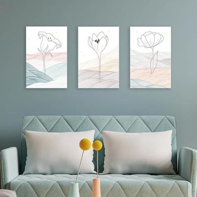 Quadri astratti con fiori su tela per arredare