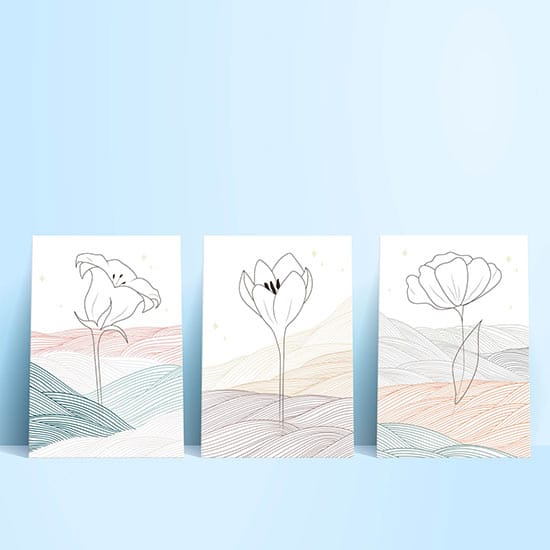 Quadri astratti con fiori su tela