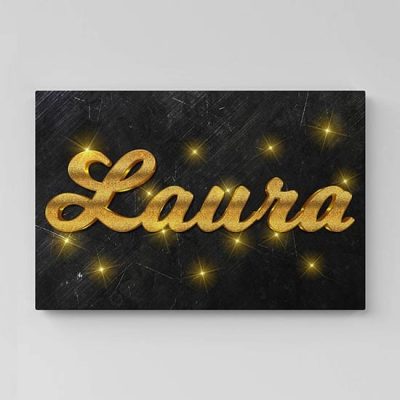 Quadro personalizzato su tela con nome stampa gold