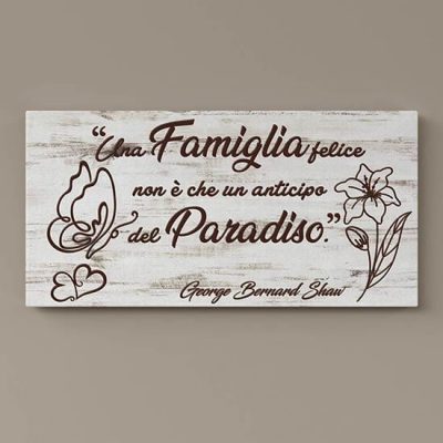 Quadro shabby su tela con frase decorazione da parete