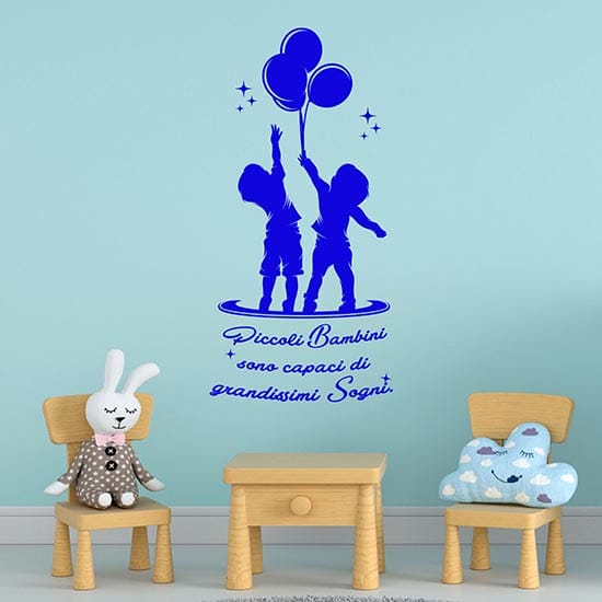 Frase adesiva con disegno per bambini da muro