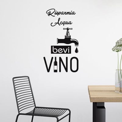 Frase divertente adesiva sul vino