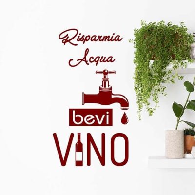 Frase divertente adesiva sul vino per muro