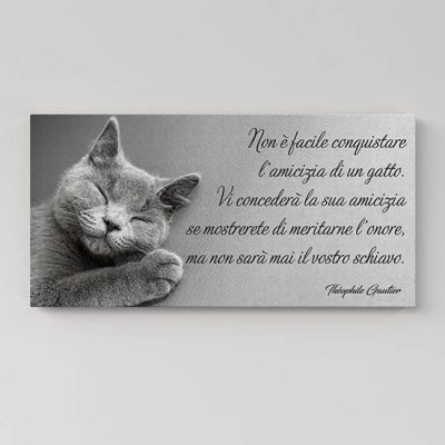 Quadro con frase sul gatto su tela