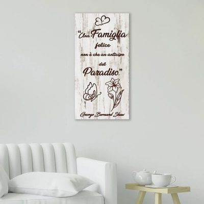 Quadro shabby con frase in verticale stampa su tela