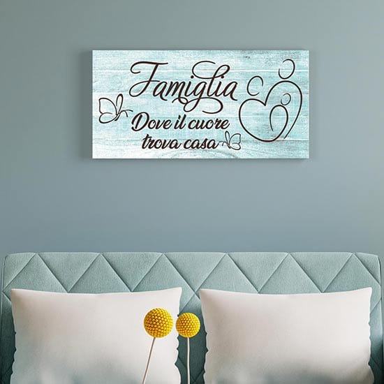 Quadro su tela shabby per la famiglia con frase