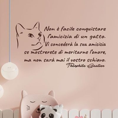 Frase adesiva da muro sul gatto