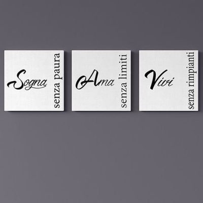 Quadri su tela con scritte moderne