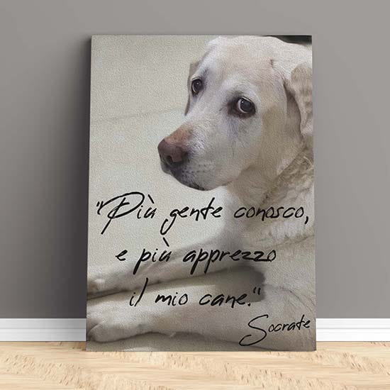 Quadro su tela con frase sul cane