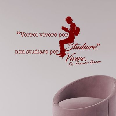 Frase adesiva vivere per studiare, stickers murali