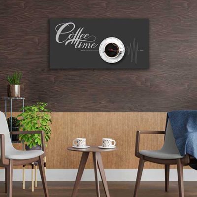 Orologio da parete con quadro coffee time su tela