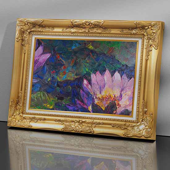 Quadro su tela dipinto con cornice stampata effetto 3d